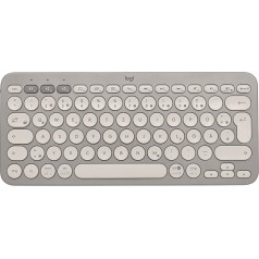 Logitech K380 Bezvadu Bluetooth tastatūra ar vieglu pārslēgšanu līdz 3 ierīcēm, plāna, 2 gadu akumulatora darbības laiks - PC, klēpjdatoram, Windows, Mac, Chrome OS, Android, iPad OS, Apple TV - Smilšaina