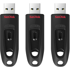 SanDisk Ultra USB 3.0 zibatmiņas diskdzinis 64 GB līdz 130 MB/s - 3 iepakojumi