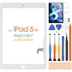 ARSSLY Skārienjūtīgais ekrāns priekš iPad 9.7 2017 A1822 A1823 Digitizer Skārienjūtīgais ekrāns priekš iPad 5. paaudzes iPad 5. paaudzes rezerves ekrāns ar rīkiem (bez pogas 