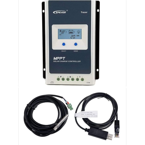 20A Solar-Ladegerät Controller Solar Panel Batterie Intelligenter Regulator Tracer 2210 20 Amp MPPT Controller, 12/24 V Solar Controller