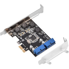 ASHATA USB 3.0 PCI Express kontrolieris, PCI-E paplašināšanas karte 2 x iekšējais USB 3.0 19-pin savienojumi, Super ātrgaitas PCI-Express uz iekšējo 2 portu 19-pin USB 3.0 adapteris WinXP/7/8/8.1/10 utt.