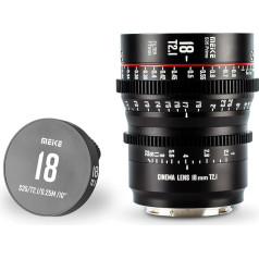 MEKE 18mm T2.1 Super 35 Prime manuālās fokusēšanas kino objektīvs ar EF stiprinājumu kino kamerām, kas saderīgs ar C200 C300 II, RED Komodo, BMPCC 6K, Z CAM E2-S6, BMPCC6K Pro