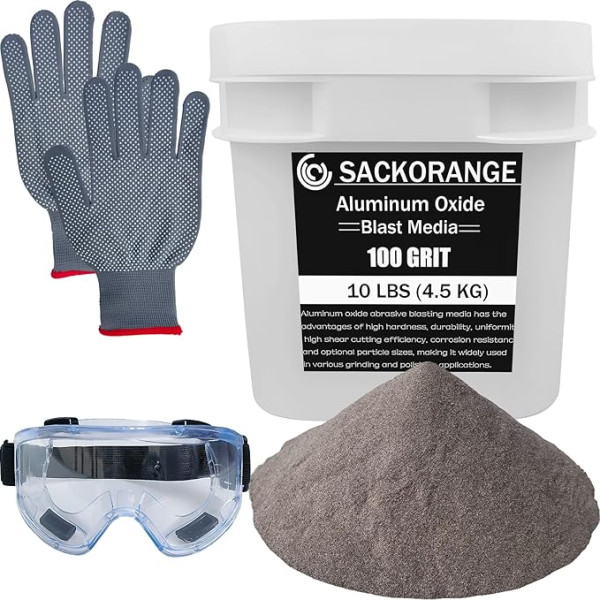 4,5 kg #100 Körnung Medium Aluminiumoxid-Strahlmedien - Premium langlebige Sandstrahlmedien, hohe Schleifkraft, Sandstrahlsand für Metall, Sandstrahler, Strahlschrank, Strahlpistolen