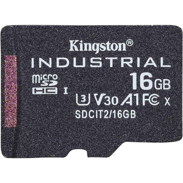 Kingston Industrial microSD -16GB microSDHC Industrial C10 A1 pSLC karte vienā iepakojumā bez adaptera - SDCIT2/16GBSP