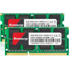 16GB komplekts (2 x 8GB) DDR3/DDR3L 1600MHz Sodimm RAM PC3/PC3L-12800S 1.5V/1.35V CL11 204 Pin 2RX8 Dual Rank Non-ECC Unbuffered DDR3 RAM Ideāli piemērots portatīvo datoru jaunināšanai