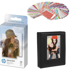 HP Sprocket 2,3 x 3,4 collu cinka uzlīmju fotopapīrs (50 lapas) Dāvanu iepakojums