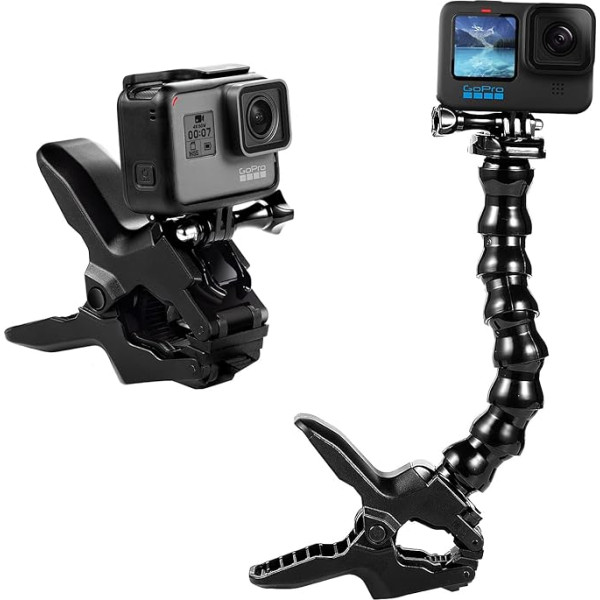 Suptig Jaws Flex Clamp Mount Gooseneck stiprinājums GoPro Hero 11 Hero 10 Hero 9 Hero 8 Hero 7 Hero 6 Hero 5 Hero 4 Session Hero 3+ Hero 3 Arlo Arlo Pro rīcības kamerām