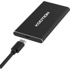 Kootion 1TB portatīvais ārējais SSD ārējais cietais disks Solid State Drive ātrgaitas SSD līdz 500MB/s lasīšanai C tipa USB 3.1 spēļu Windows Mac OS PC Macbook PS4 Xbox One (melns)