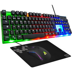 G-Lab Combo Yttrium tastatūras un peles komplekts 3 in 1 kombinācija ar QWERTY spēļu tastatūru 105 taustiņi Gamer pele 2600 DPI Gamer peles paliktnis PC/PS4/PS5