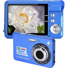 Digitālā kamera pusaudžiem, 4K 48MP Ultra HD Point and Shoot kamera, 2,7 collu LCD uzlādējams studentu kompaktais fotoaparāts ar 8x digitālo tālummaiņu, videoreportāžas kamera, (zila)