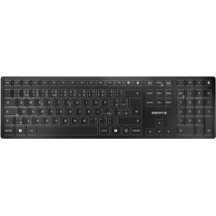 CHERRY KW 9100 SLIM bezvadu dizaina tastatūra, čehu/slovāku izkārtojums (QWERTZ/QWERTY), Bluetooth vai radio, plakanie taustiņi, uzlādējama, melna/pelēka krāsa