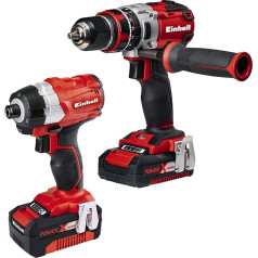 Einhell 4257216 Maschinen/Werkzeug-Set (TE-CD 18 Li-i Brushless, TE-CI 18 Li Brushless inkl. Tasche, 2 Akkus (2,0 un 4,0 Ah) und Schnellladegerät)