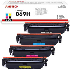 Amstech Suderinama su Canon 069H 069 tonerio kasete imageCLASS MF752Cdw LBP673Cdw MF753Cdw LBP674Cx LBP674Cdw MF751Cdw MF754Cdw MF755Cdw MF756Cx Juoda, žydra, purpurinė, geltona, 4 vnt.