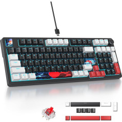 SOLIDEE vadu 95 % mehāniskā spēļu tastatūra, karsti maināma mehāniskā tastatūra, blīvējuma struktūra, RGB apgaismojums, 98 taustiņi, mehāniskā tastatūra ar rotējošo pogu, NKRO tastatūra (98 Black)