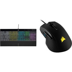 Проводная мембранная игровая клавиатура CORSAIR K55 RGB PRO (динамическая RGB-подсветка), QWERTZ, черный и оптическая FPS/MOBA игровая мышь Ironclaw RGB (оптическ