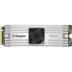 KingSpec VP101 2TB PCIe 5.0 M.2 SSD - līdz 10000 MB/s, M2 Gen 5 NVMe SSD ar radiatoru un ventilatoru, DirectStorage iespējota - spēlēm, fotogrāfijai, video rediģēšanai, dizainam (2000 GB)