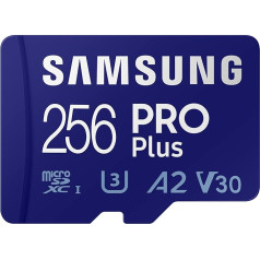 Samsung PRO Plus MB-MD256KA/EU 256GB UHS-I U3 Full HD un 4K UHD 160MB/s lasīšanas 120MB/s rakstīšanas atmiņas karte viedtālrunim, dronam vai videokamerai ar SD adapteri