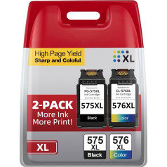 Firstoner PG-575XL CL-576XL Multipack, PG-575XL CL-576XL printeru kasetnes, kas paredzētas Canon 575 576 kasetņu nomaiņai priekš PIXMA TS3550i TS3551i TS3750i TS3750i TR4750i TR4751i (melna,