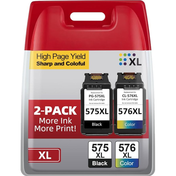 Firstoner PG-575XL CL-576XL Multipack, PG-575XL CL-576XL printeru kasetnes, kas paredzētas Canon 575 576 kasetņu nomaiņai priekš PIXMA TS3550i TS3551i TS3750i TS3750i TR4750i TR4751i (melna,