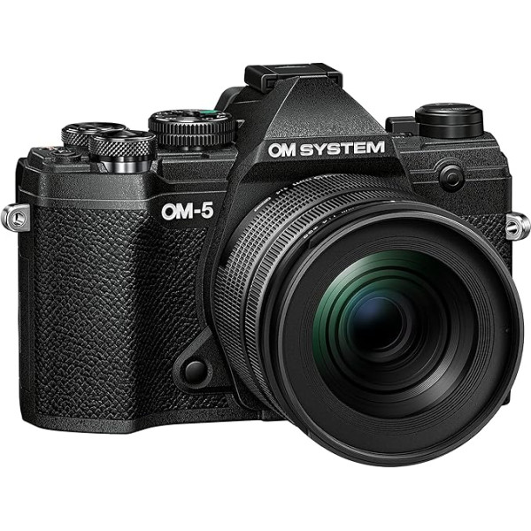 OM SYSTEM OM-5 Micro Four Thirds Systemkamera inkl. M.Zuiko Digital ED 12-45 mm PRO Objektiv, 20 MP Live MOS-Sensor, optimierte 5-Achsen-Bildstabilisierung, IP53, Schwarz/Schwarz