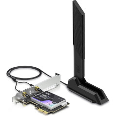 HCX WiFi kortelė 7 BE8800Mbps Bluetooth 5.4 Trijuostė 6GHz/5GHz/2.4GHz WPA3 Dviguba antena su magnetiniu pagrindu Intel BE200 320MHz PCIe x1 Suderinama su Windows 10/11