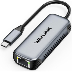 WAVLINK USB C до 5G Ethernet адаптер, USB C адаптер с 5000 Мбит/с, без драйвера сетевой адаптер Ethernet для ноутбуков, компьютеров, совместим с Windows 10/11, Mac OS 11 ил