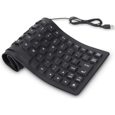 USB silikona salokāmā tastatūra, 5,1 x 13,5 collu 85 taustiņu USB vadu pārnēsājama ūdensnecaurlaidīga, klusa, mīksta, izvelkama tastatūra, ergonomiska vadu biznesa tastatūra iOS/Androd/Window PC klēpjdatoram