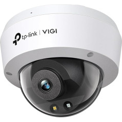 TP-Link VIGI 5MP pilnkrāsu kupola tīkla kamera, 120 dB WDR, AI noteikšana, IK10 aizsargāta pret vandālismu, IP67, H.265+, integrēts mikrofons, PoE/12V DC, līdz 256 GB (VIGI C250 (2,8 mm))