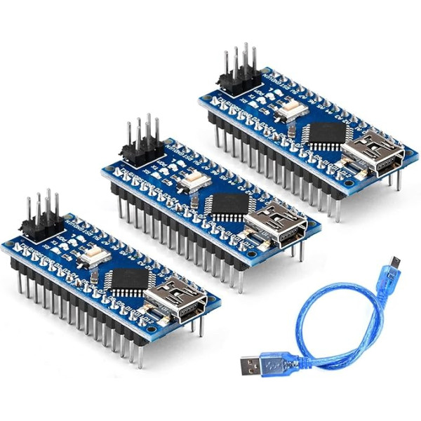 V3.0 MEGA328P-AU CH340 padome, Mini USB 5V 16 MHz mikrokontrolieru plates izstrādes plate (ar USB kabeli) 3 iepakojumi