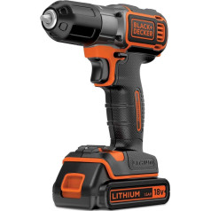 Black+Decker Autosense 18V 1,5Ah Li-Ion akumulatora akumulatora tipa ASD184KB (akumulators, automātiska laika iestatīšana, akumulatora rādītājs, LED-Leuchte, Griffgummierung, ar 2. Akku, Ladegerät & Koffer)