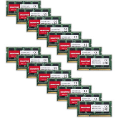 DDR3 RAM: GIGASTONE 128GB komplekts (16x8GB) DDR3/DDR3L 1600MHz (1333MHz) PC3-12800 (PC3-10600) CL11 1.35V/1.5V 2Rx8 SODIMM 204 Pin Non-ECC Unbuffered Notebook er moduļu atjaunināšana