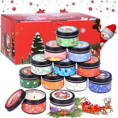 Aromatizētas sveces Dāvanu komplekts sievietēm 12 Pack Christmas Candle Natural Soy Wax Aromterapijas sveces Aromatizētas sveces Dekorēšana Ziemassvētkiem, Dzimšanas dienai, Mātes dienai, Valentīna dienai, Aromterapijai, Vannai,