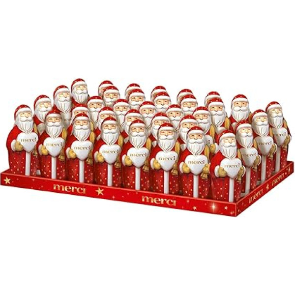 merci Santa Klauss - 35 x 120g - dobja figūriņa no smalka piena šokolādes šokolādes merci Fine Milk Chocolate