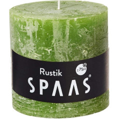 Spaas Rustic Pillar Candle Hours-Olive Green Rustic Pillar Candle 100/100mm, ±75 Hours, bez aromāta, olīveļļas zaļa, parafīna vasks, D x H 100mm, 678