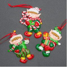 SHATCHI Hanging Decoration Elf Holding Gifts Candy Ziemassvētku eglīte Sienas mājas dekori rotājumi Multicolor Set of 3