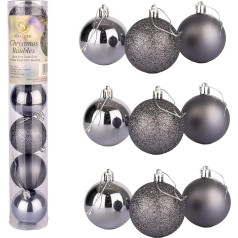 60mm/18pcs Ziemassvētku Baubles Shatterproof tumši pelēks Ziemassvētku eglīte rotājumi bumbu rotājumi Baubles Ziemassvētku rotājumi Svētku rotājumi Shiny Matte Glitter