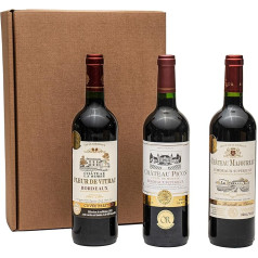 Geschenkset Bordeaux | 3 hochwertige französische Rotweine aus Bordeaux mit Goldmedaillen-Prämierung trocken