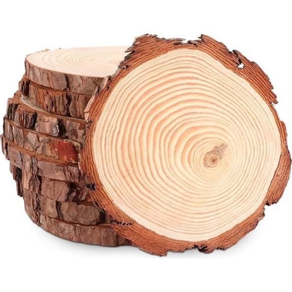 ASelected 8 Stück Holzscheiben 16-17CM Baumscheiben Holzscheiben zum Basteln Holz Log Scheiben 1,5 cm Dick für DIY Basteln Hochzeit Mittelstücke Weihnachten Dekoration Holzscheibe.n