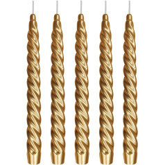 Ebersbacher Kerzenfabrik GmbH Renaissance Taper Candles Twisted Varnished Gold Iepakojumā 5 gab Izmērs Aptuveni 22 x 250 mm Atsevišķi folijā