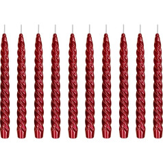 Ebersbacher Kerzenfabrik GmbH Renaissance Taper Candles Twisted Varnished Wine Red Iepakojumā 10 gab Izmērs Aptuveni 22 x 250 mm Atsevišķi folijā