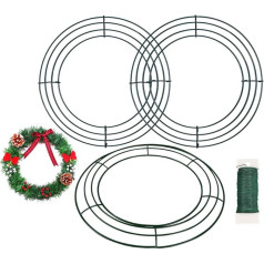 Runder Metalldraht, Kreiskranz, Rahmenform, Aufhänger mit flexiblem Paddeldraht zum Basteln, Weihnachtskränze, Baum, Girlande, Blumenarrangements, Neujahr und saisonale Feiertage, Dekoration, Grün,