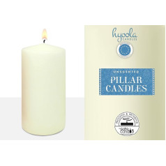 Hyoola Ivory Pillar Candles 7,5 x 15 cm - Nekoncentrētas sveces, lielas - 6 sveces, ar ilgu degšanas laiku, ražotas ES