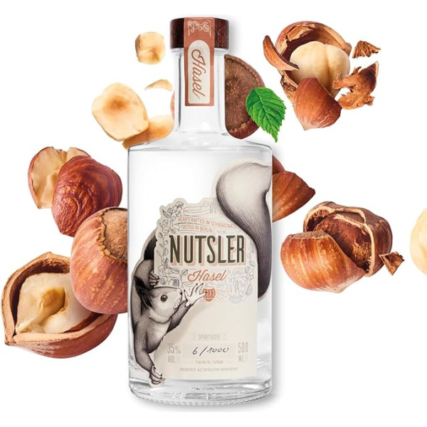 Nutsler Haselnuss Schnaps, Schwarzwälder Original Haselnussschnaps mit gerösteten Haselnüssen und feinem Nuss Nougat Aroma, Nussschnaps mit 35% vol. (1x 0,5 l)