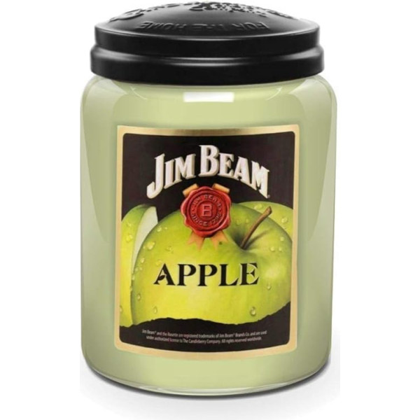 Sveču svece stiklā ar vāciņu - Jim Beam® Apple (570 g) - Intensīvi aromatizēta, līdz 160 stundām degoša svece jebkurai dienai, izturīga un ar rokām izlieta ASV