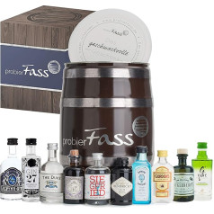 probierFass Gin Set | 10 oriģināli Gin Miniaturen (7 x 0,05 l un 3 x 0,04 l), iepakoti oriģinālā iepakojumā | Gin Geschenkverpackung | Gin Geschenk | Gin Probierset | Gin Geschenkset