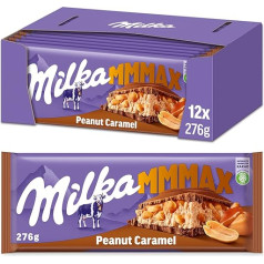 Milka Peanut Caramel 12 x 276 g liels šokolādes batoniņš ar zemesriekstu karameli