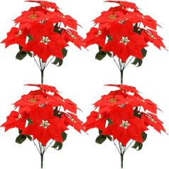 AILINDA Mākslīgais Poinsettia Flower 48cm Mākslīgais Ziemassvētku ziedu 7 galvas sarkana auduma Poinsettia ziedu pušķi iekštelpu āra Ziemassvētku eglīšu rotājumi Mājas veranda apdare (4)