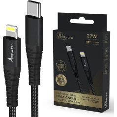 Usb C tipa zibspuldzes kabelis ar zibspuldzi smart life 27w 2m melns