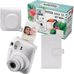 Instax mini 12 lielais komplekts (kamera + futrālis + albums), balts