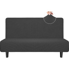 ‎Easy-Going Easy-Going Stretch Futon Slipcover, bez roku dīvāna pārvalks, mēbeļu aizsargs bez roku balstiem, slipcover, mīksts ar elastīgu pamatni bērniem, spandekss, žakarda, mazi čeki (Futon, tumši pelēks)